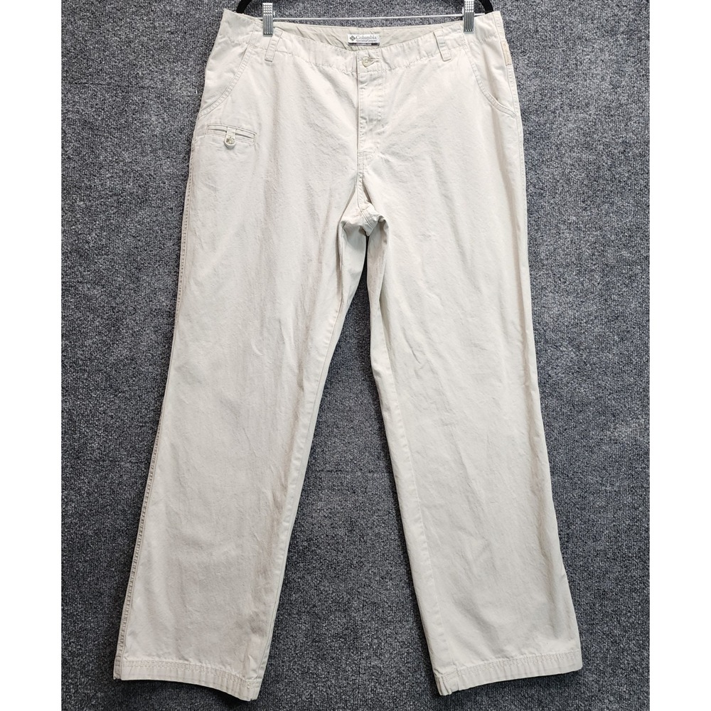 Columbia Women Khaki Straight Leg Hiking Outdoor Cotton Chino Pants Size 16